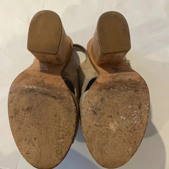 Vince Helena crisscross suede sling back Sandal Block heel Taupe Women’s size 6 - Picture 7 of 13
